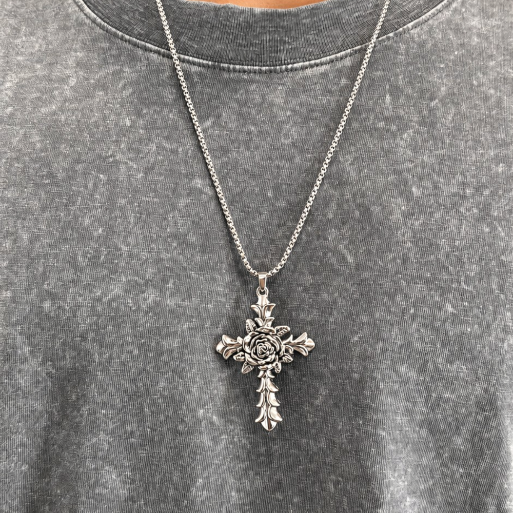 Outlyrs - Rose Cross Pendant Chain